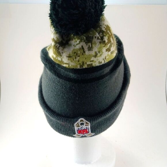 Authentic New Era Denver Broncos Salute To Service Knit PomPom Hat Fleece Lined. - Picture 3 of 9